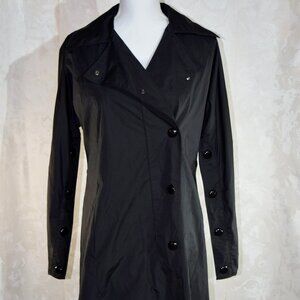 Cole Haan Black Double-Breasted Rain Coat | Water Resistant | Size Small